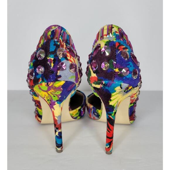 STEVE MADDEN Galactik D'Orsay Stiletto Pumps Heels Multicolor Jeweled sz 8.5 - Picture 7 of 13